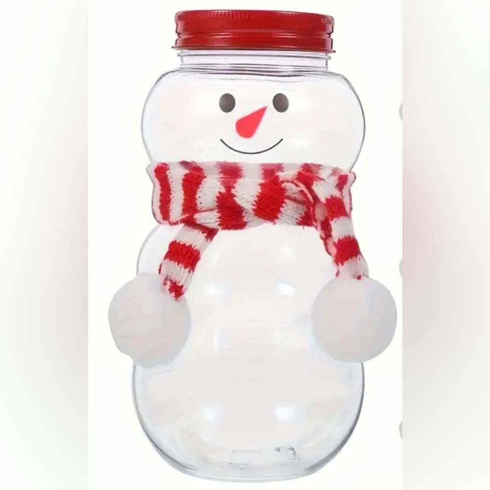 Festive Snowman Jar with Red Lid and Scarf
